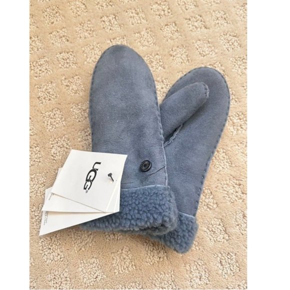 NWT UGG Kid's Suede & Shearling Mittens Gloves - Picture 3 of 4